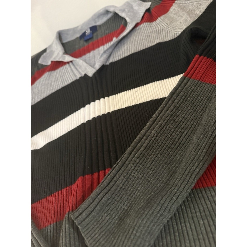 So! Collared Striped Polo Sweater Size L - Picture 3 of 3